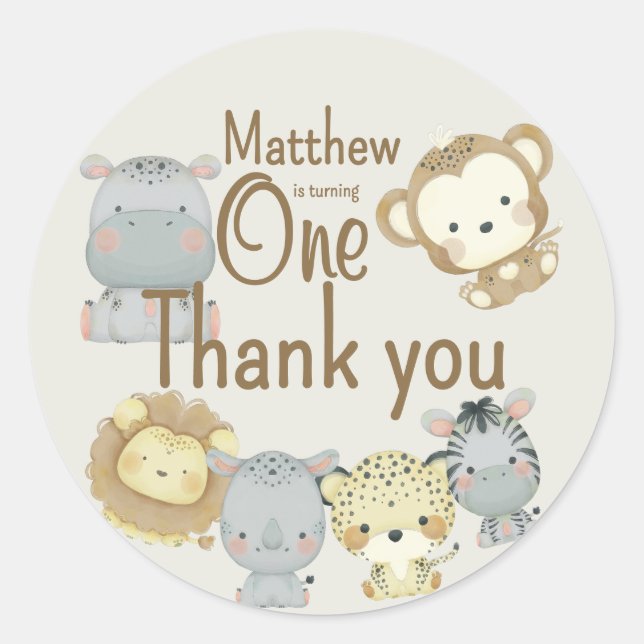 Boho Safari Birthday Round Sticker (Front)