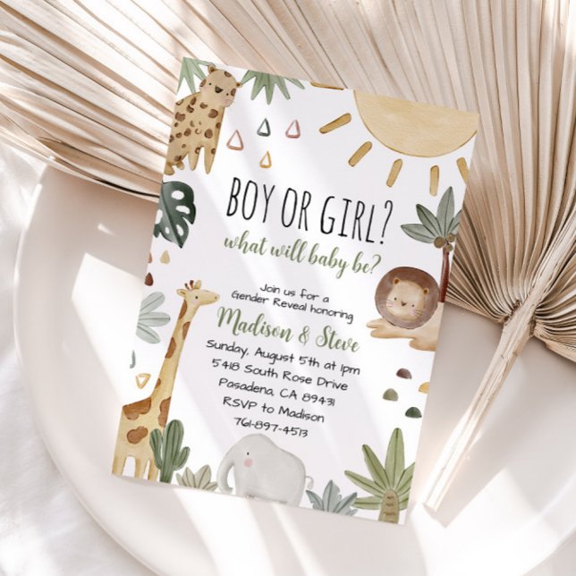 Boho Safari Gender Reveal Party Invitation (Creator Uploaded)
