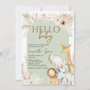Boho Safari Hello Baby Baby Shower Invitation
