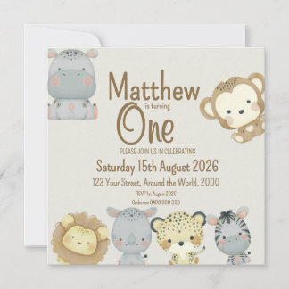 Boho Safari Invitation d'anniversaire