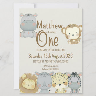 Boho Safari Invitation d'anniversaire