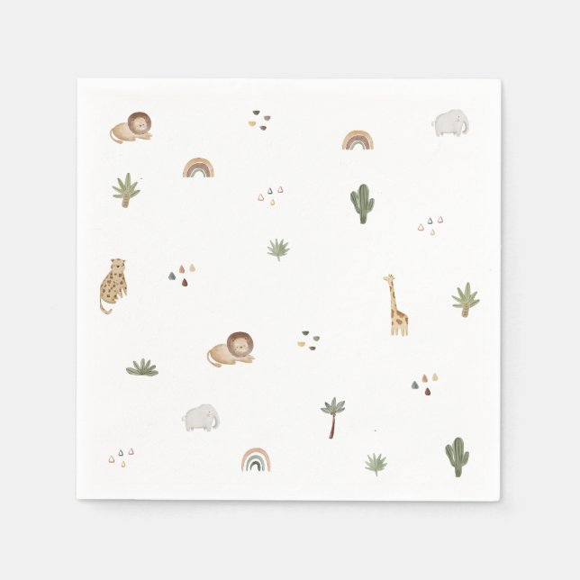 Boho Safari Jungle Animals Napkins (Front)