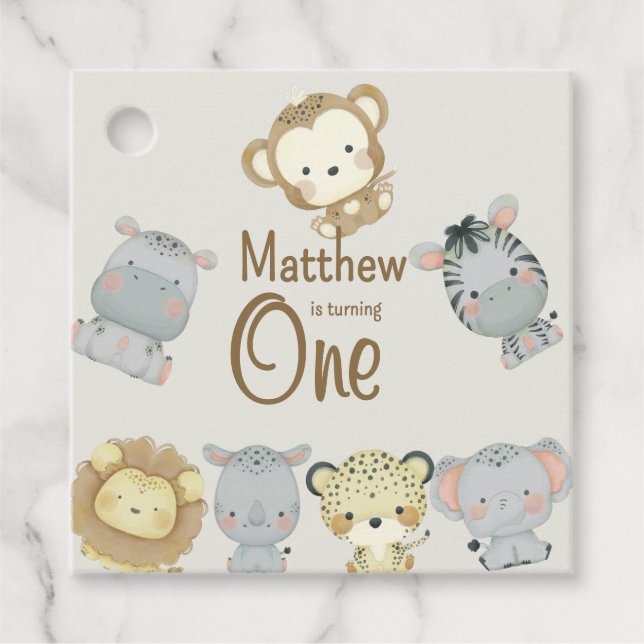 Boho Safari Square Favor Tag (Front)