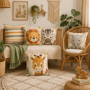 Boho Safari Stripe Nursery Throw Pillow