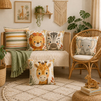 Boho Safari Stripe Nursery Throw Pillow