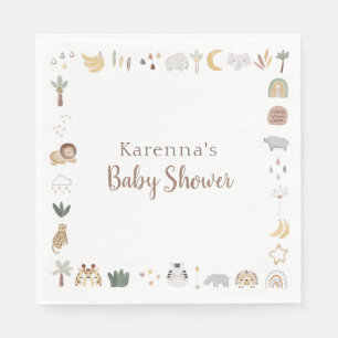 Boho Safari Watercolor Baby Shower Napkin