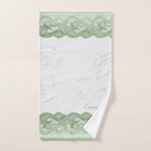 Boho Sage Faux Lace Personalized Hand Towel