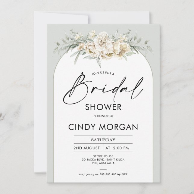 Boho Sage Floral Arch Invitation à la douche nupti (Devant)