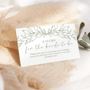 Boho Sage Flowers Wedding Recipe Enclosure Card