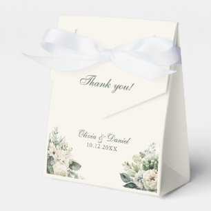 Boho Sage Green and Ivory Flowers Wedding Favor Box