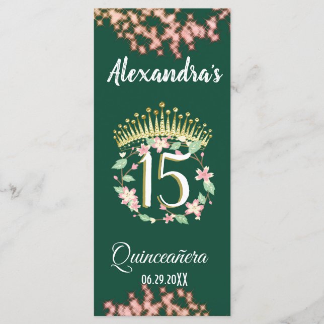 Boho Sage Green and Rose Quinceañera Celebration  Menu (Front)
