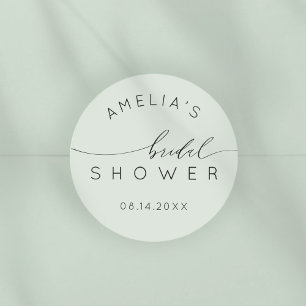 Boho Sage Green Bridal Shower Classic Round Sticker