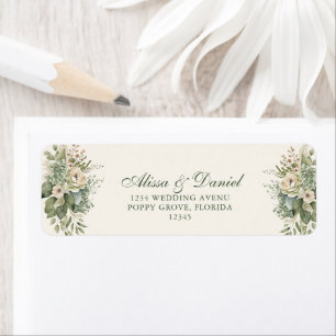 Boho Sage Green et fleurs d'ivoire Adresse Mariage