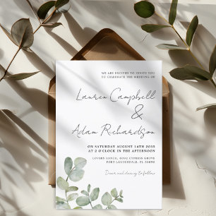 Boho Sage Green Eucalyptus Watercolor Wedding Invitation