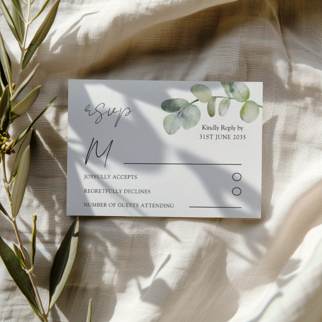 Boho Sage Green Eucalyptus Wedding RSVP Card (Creator Uploaded)