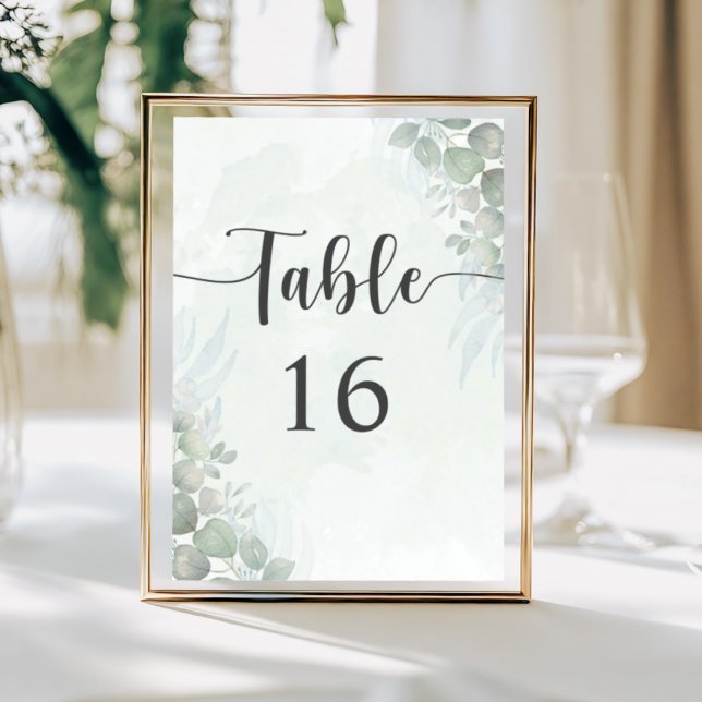 Boho Sage Green Eucalyptus Wedding Table Number (Creator Uploaded)
