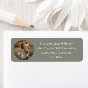 Boho Sage Green Fall Family Photo Return Address