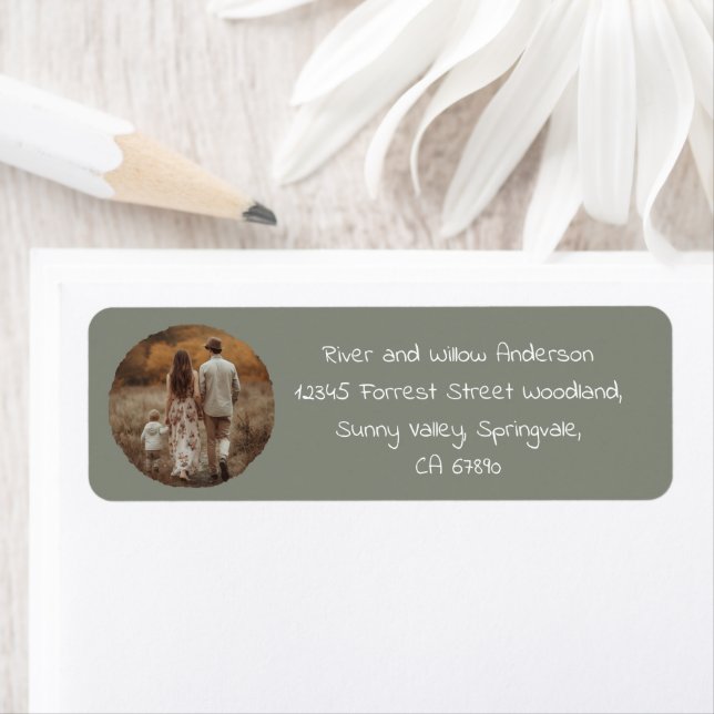 Boho Sage Green Fall Family Photo Return Address (Insitu)