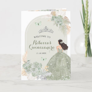 Boho Sage Green Floral 15 Años Program Template