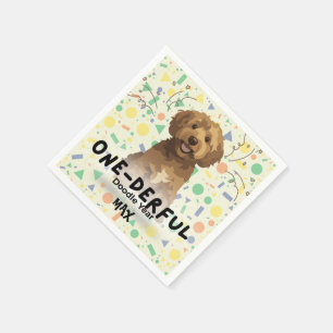 Boho Sage Green Goldendoodle First Birthday Party  Napkin