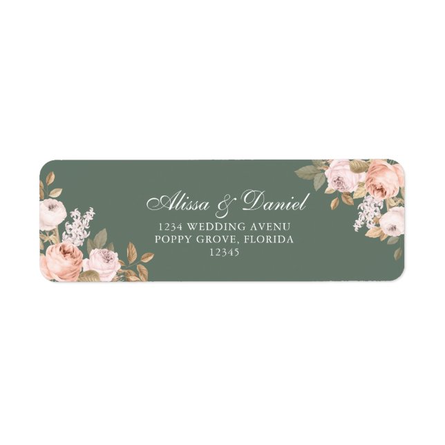 Boho Sage Green Peonies Adresse de retour (Devant)
