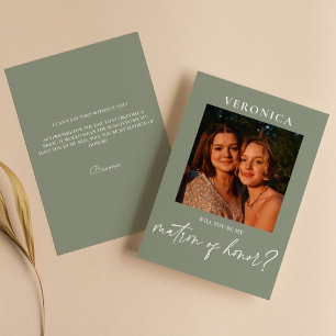 Boho Sage Green Photo Matron of Honour Proposal