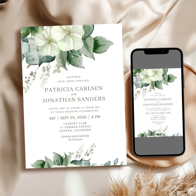 Boho sage green rustic floral botanical wedding invitation (Creator Uploaded)