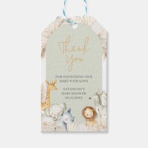 Boho Sage Green Safari Baby Shower Favour Tags