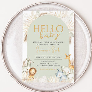 Boho Sage Green Safari Baby Shower Invitation