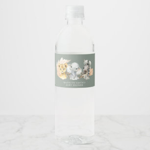 Boho Sage Green Safari Oh Boy Water Bottle Water Bottle Label