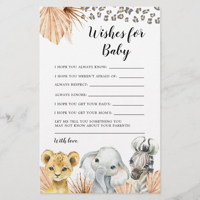 Boho Sage Green Safari Oh Boy Wishes for Baby (Front)