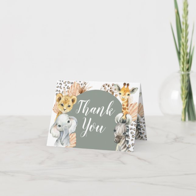 Boho Sage Green Safari Oh Garçon Carte Pliée (Devant)