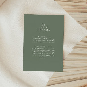 Boho Sage Green   Simple Wedding Guest Details Enclosure Card