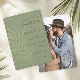 Boho Sage Green Wedding Invitation