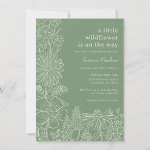 Boho Sage Green Wildflower Baby Shower  Invitation