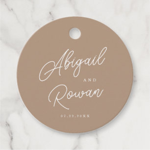 Boho Sand Minimalist Script Wedding Favour Tag