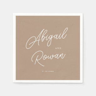 Boho Sand Minimalist Script Wedding Napkins
