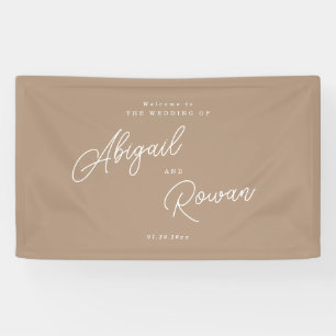 Boho Sand Minimalist Script Wedding Welcome Banner
