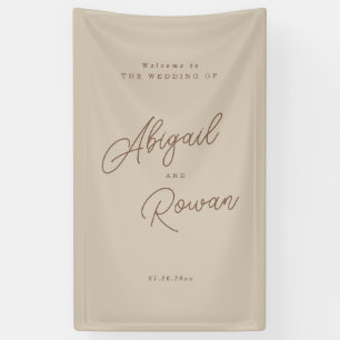 Boho Sand Minimalist Vertical Wedding Welcome Banner