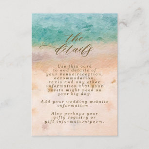 boho sandy beach scene wedding information card
