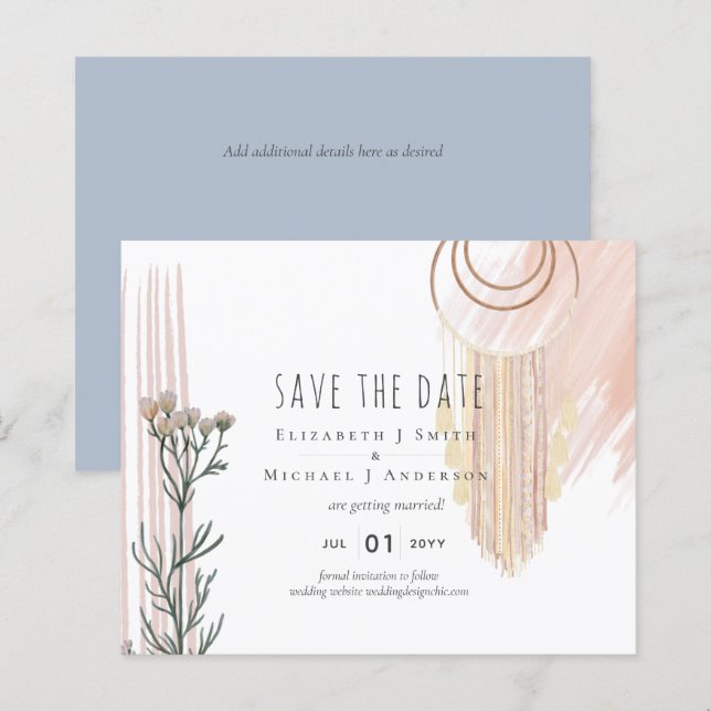 Boho Save the Date  Dream Catcher theme (Front/Back)