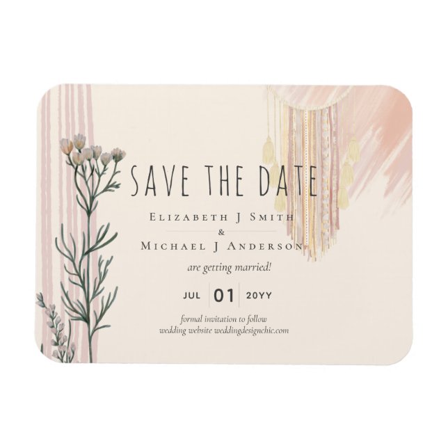 Boho Save the Date  Dream Catcher theme Magnet (Horizontal)