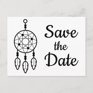 Boho Save The Date Dreamcatcher Wedding Engagement Postcard