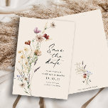 Boho Save The Date Flat Card<br><div class="desc">This stylish & elegant save-the-date announcement card features gorgeous hand-painted watercolor wildflowers arranged as a lovely wreath perfect for spring,  summer,  or fall weddings. Find matching items in the Boho Wildflower Wedding Collection.</div>