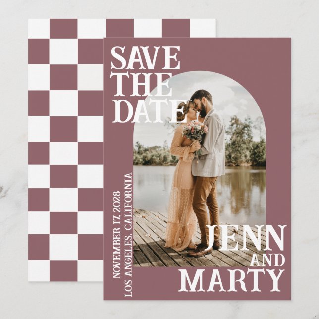 Boho Save the Date, Photo Minimalist Save the Date Invitation (Front/Back)