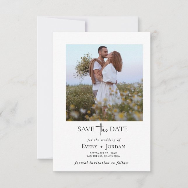 Boho Save the Date, Photo Minimalist Save the Date Invitation (Front)