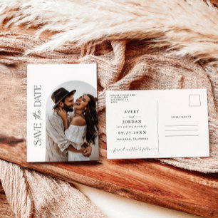 Boho Save the Date, Photo Minimalist Save the Date Postcard