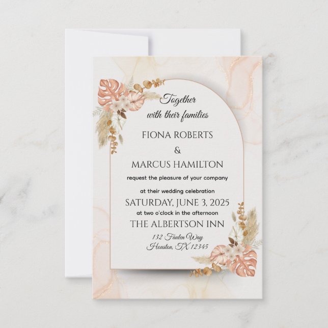 Boho Save the Date Postcard – Rustic Floral (Front)