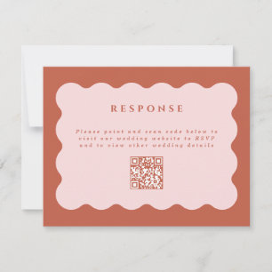 Boho Scallop Terracotta & Blush Wedding QR Code RSVP Card