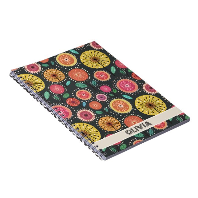Boho Scandi folk flower  Notebook (Right Side)